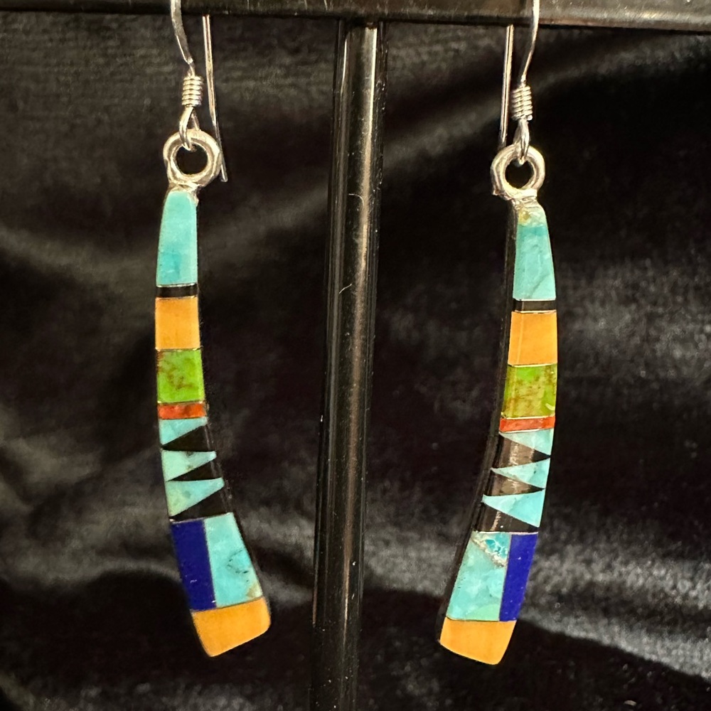 Turquoise Multicolor Inlay Drop Earrings